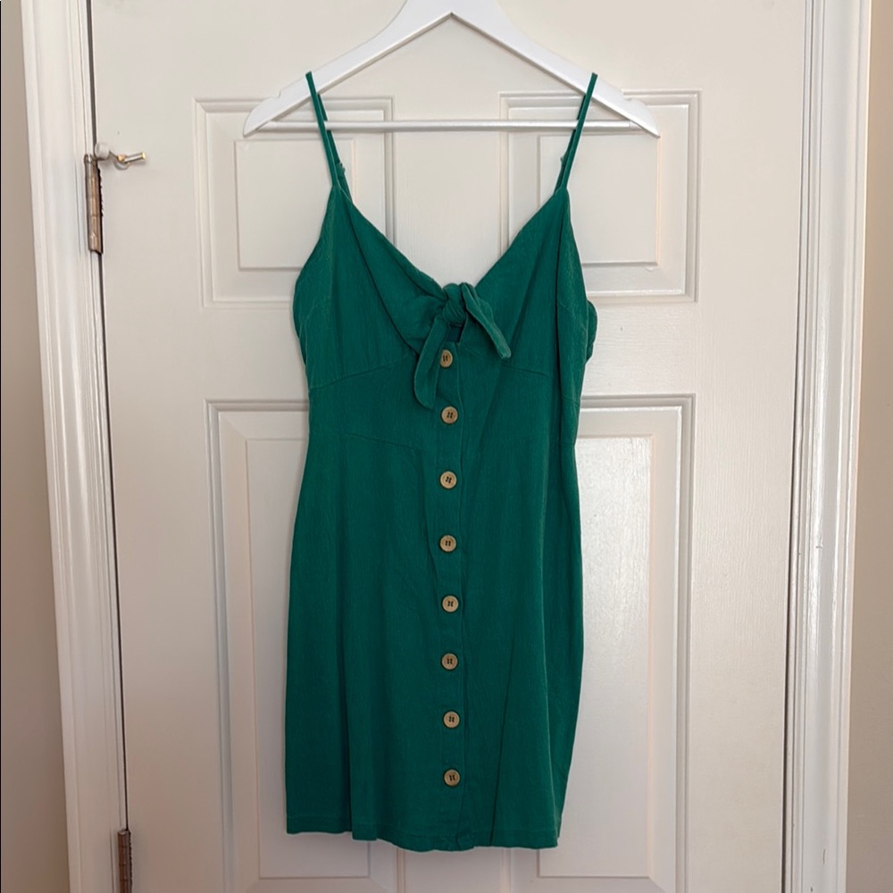 Lush Green Button-Down Mini Dress